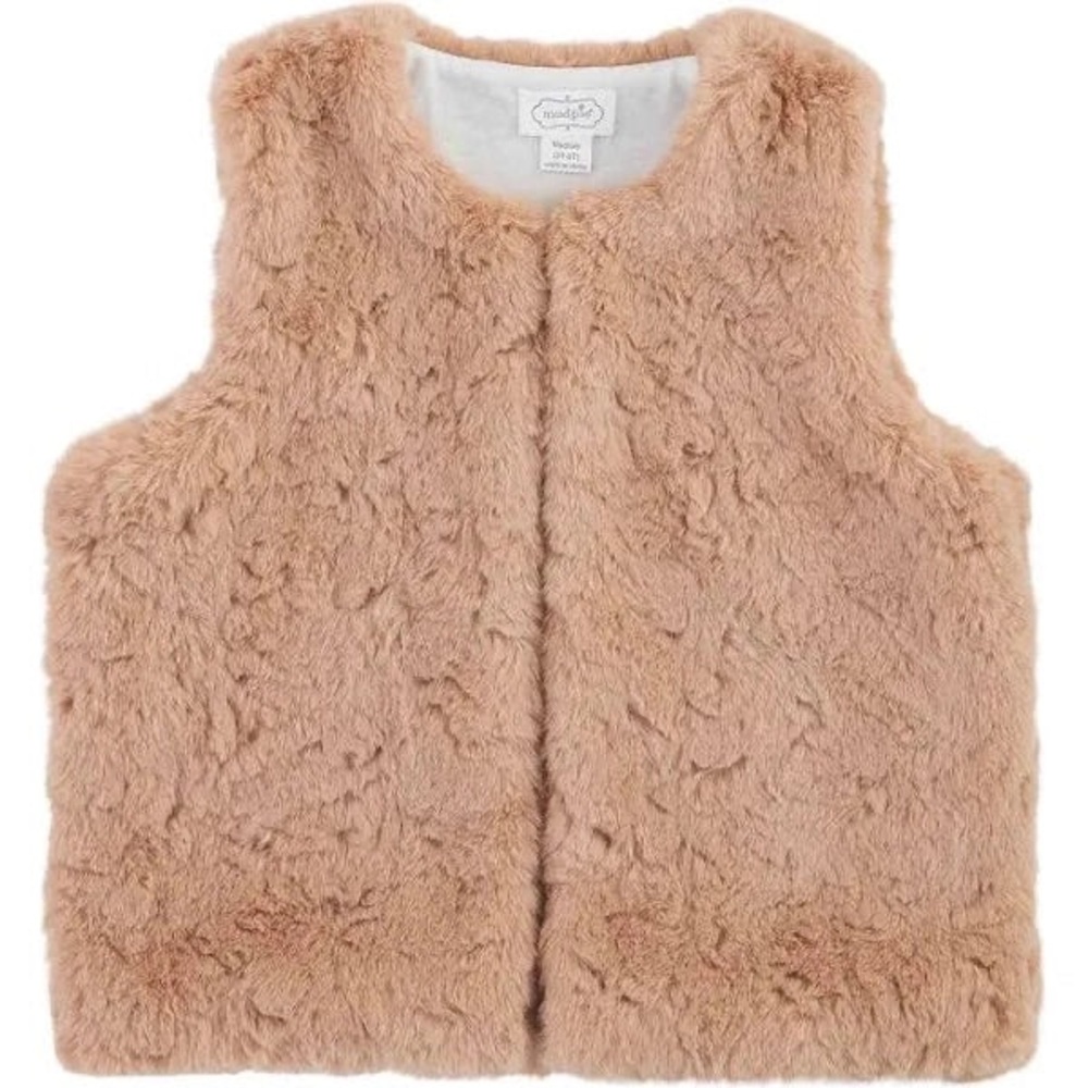 Mud Pie Fuzzy Tan Vest